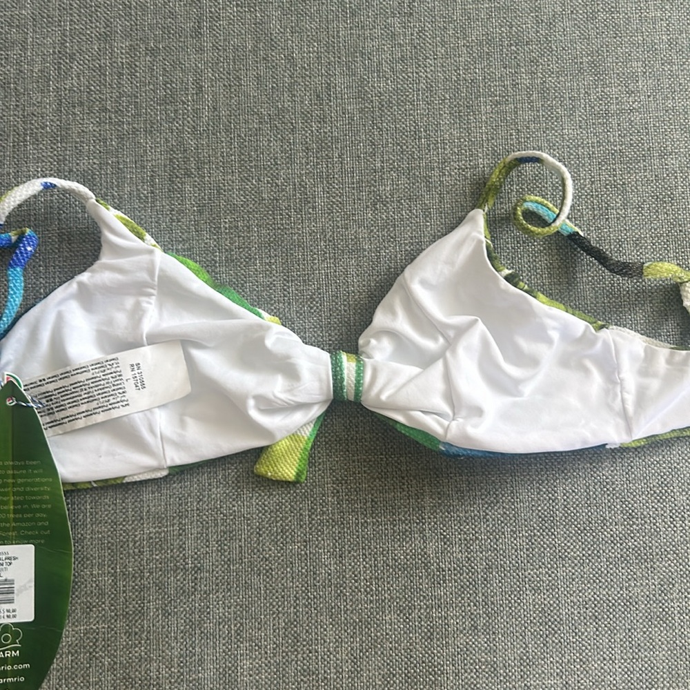 FARM Rio Green and Blue Checkered Bikini Top - Picture 7 of 8